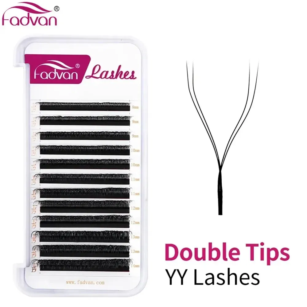 Thickness: 0.07mm, Curl: D, Length: 13mm - FADVAN YY Shape Lashes 2D 0.07 Faux Mink C/D/8-14mm Natural Soft Brazilian Eyelash Premade Volume Fan Lashes Extension