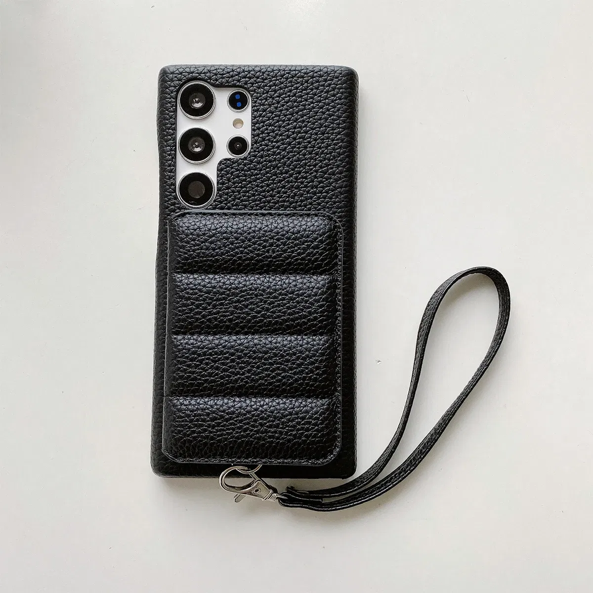 Color: black, Material: PE - Luxury Lanyard Wallet Case For Samsung Galaxy S21 FE S22 S23 Plus Note 20 Ultra A52 A53 A54 5G Lichee Pattern Leather Cover