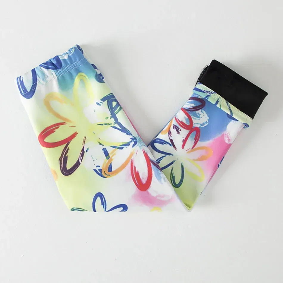 Color: Yellow, Size: 100cm - Warmth and Cozy Girls Plush Lined Thickened Elastic Leggings Long Pants Suitable Kids Daily Wear in Autumn Winter Cold Weather