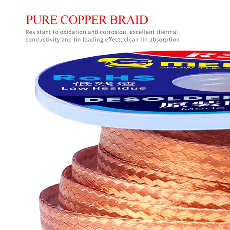 Diameter: 1.5mm - 5pcs/lot MECHANIC Desoldering Wire Solder Wick Tin Remover 1.5m Length Desoldering Braid PCB Welding Rework Tool