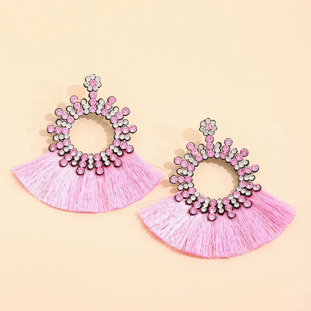 Metal Color: Hot Stamping - Fashion Bohemia Long Tassel Earrings for Women Ethnic Big Drop Earrings Statement Dangle Earring Fashion Jewelry pendientes