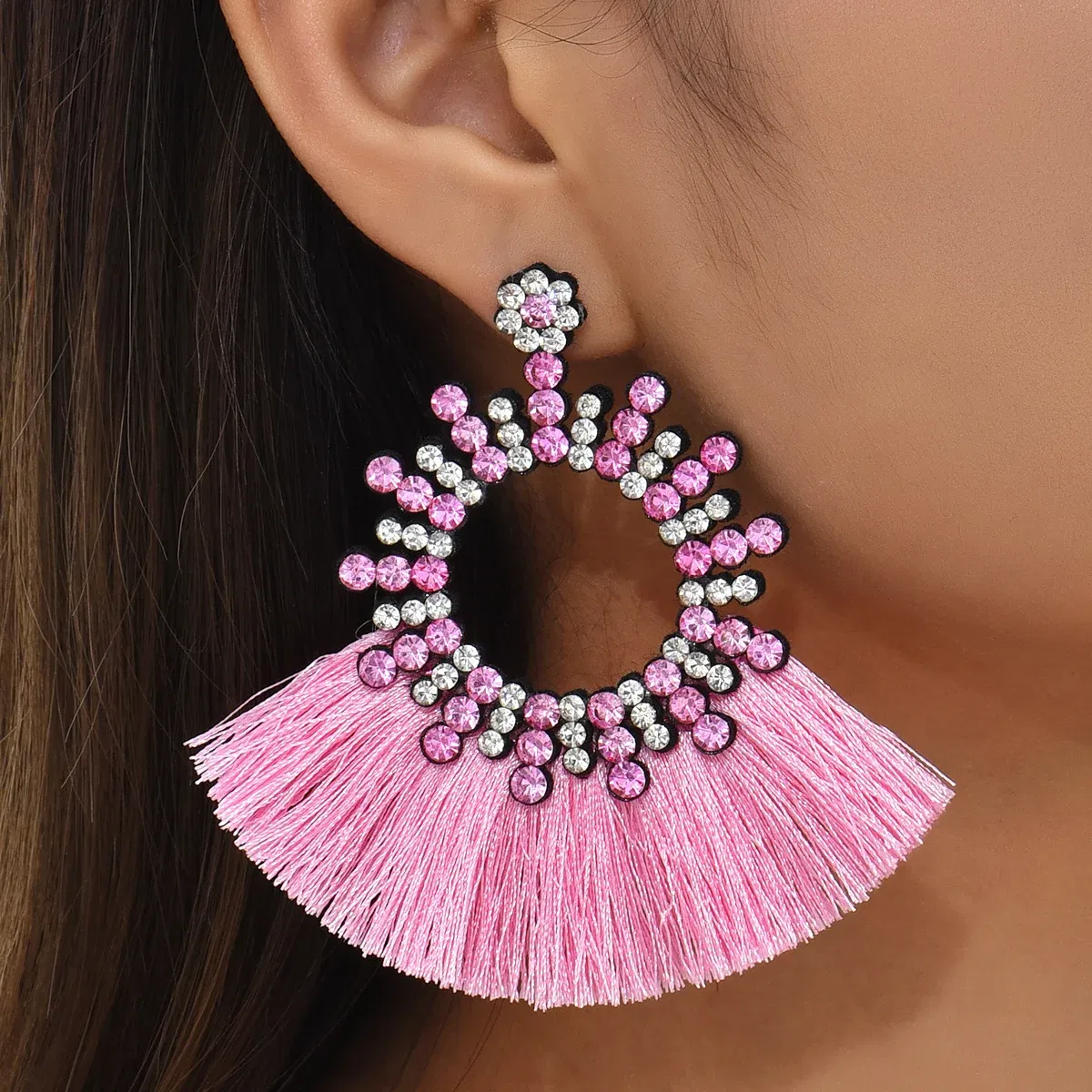 Metal Color: Hot Stamping - Fashion Bohemia Long Tassel Earrings for Women Ethnic Big Drop Earrings Statement Dangle Earring Fashion Jewelry pendientes