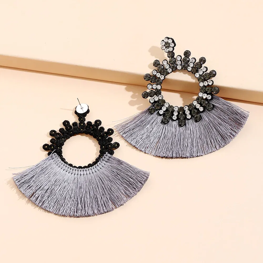 Metal Color: Hot Stamping - Fashion Bohemia Long Tassel Earrings for Women Ethnic Big Drop Earrings Statement Dangle Earring Fashion Jewelry pendientes