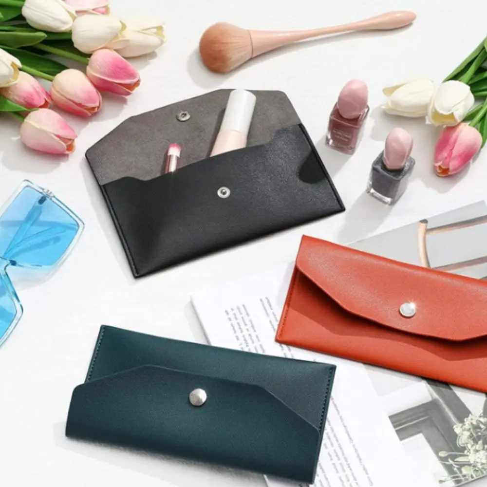 Color: black - Envelope Wallet PU Leather Cash Envelope Wallet Classic Fashion Long Women's Wallet Ferrule Name Card Holder Gift