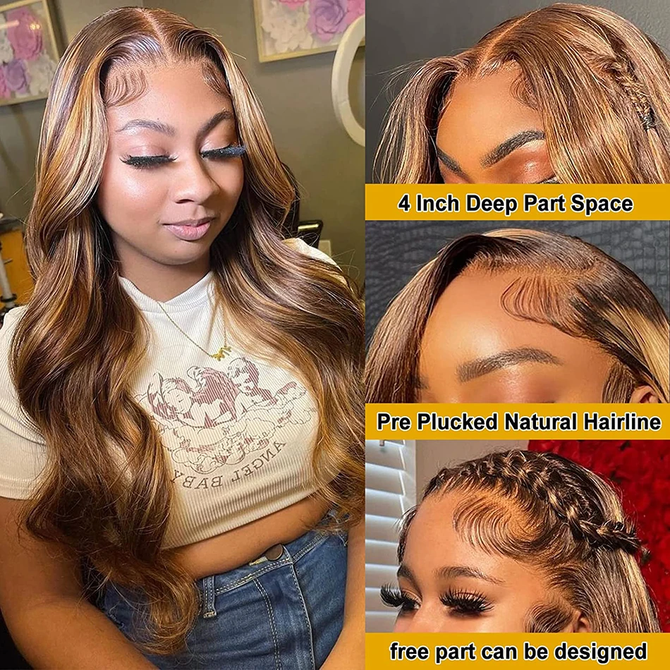 Stretched Length: 34inches, Hair Color: #16, Density: 150%, Ships From: CHINA - Highlight Wig Human Hair Blonde Body Wave 13X6 Hd Lace Frontal Wigs Hd Lace Wig 13X6 Human Hair 13X4 Lace Front Human Hair Wig