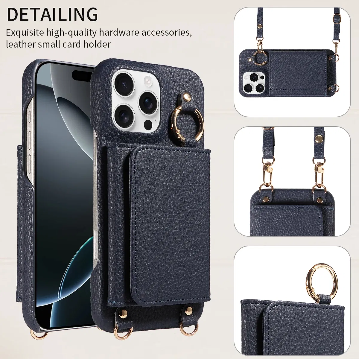 Color: Blue, Bundle: Case & Strap, Material: Artificial Leather, Compatibility by Model: iPhone 15 Pro - For IPhone16 15 Pro Max 14 13 12 Series PU Leather Magsafe Magnetic Wireless Charging Shockproof Crossbody Wallet Phone Case