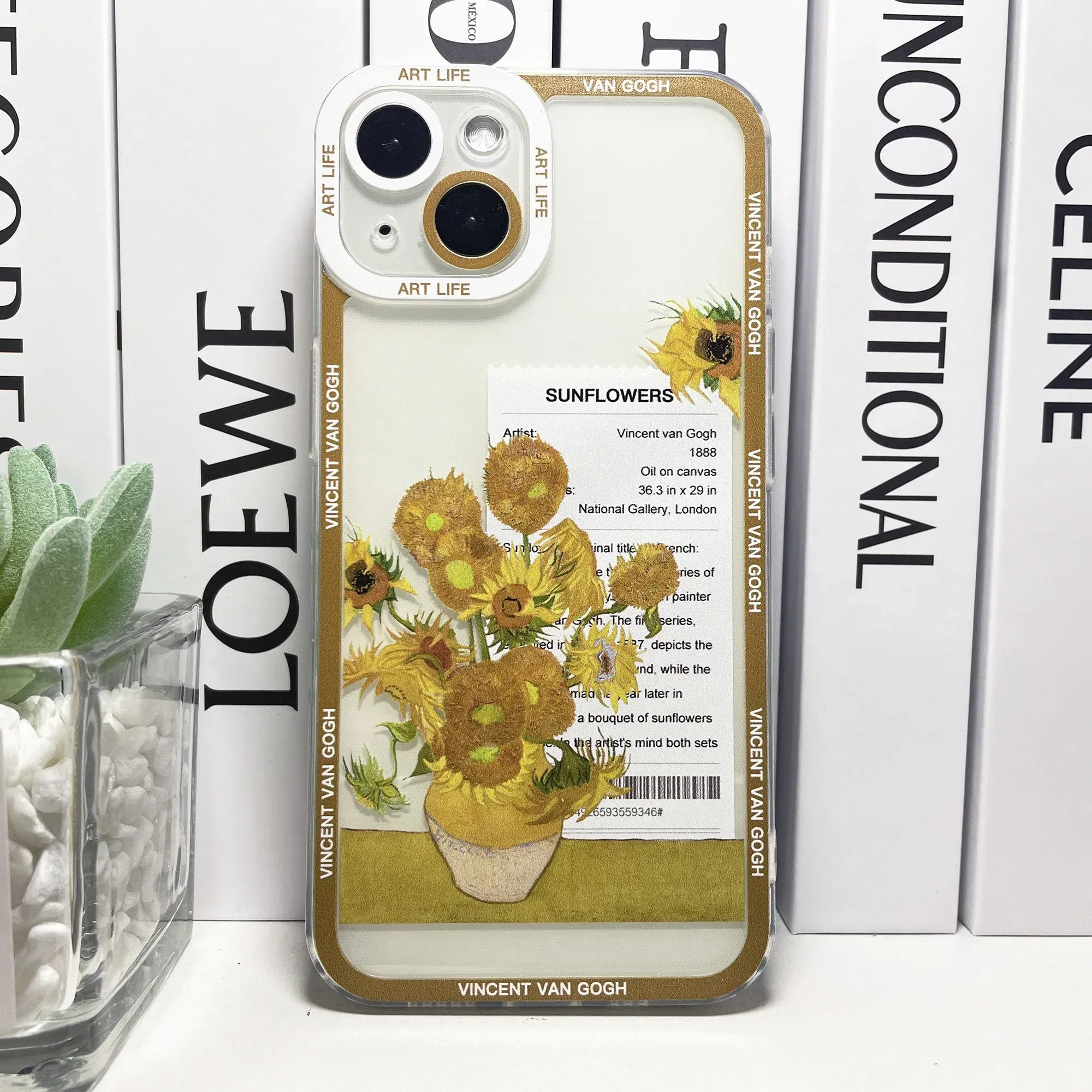 Color: Beige, Material: Leather - Van Gogh Sunflowers The Starry Night Art Aesthetic Phone Case For Samsung Galaxy S10 S20 S21 S22 S23 S24 FE Plus Ultra Note 20