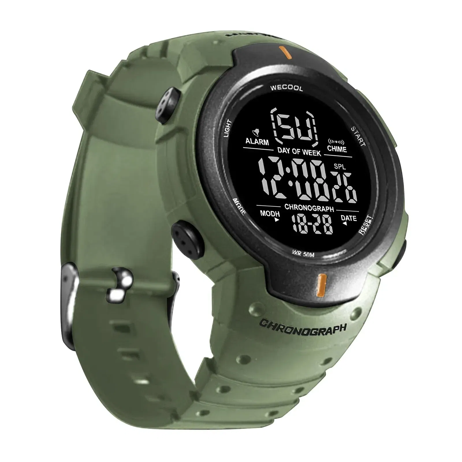 Color: khaki - WECOOL Brand Sport Digital Alarm Multifunction Wrist Watch W-606 Waterproof Watch