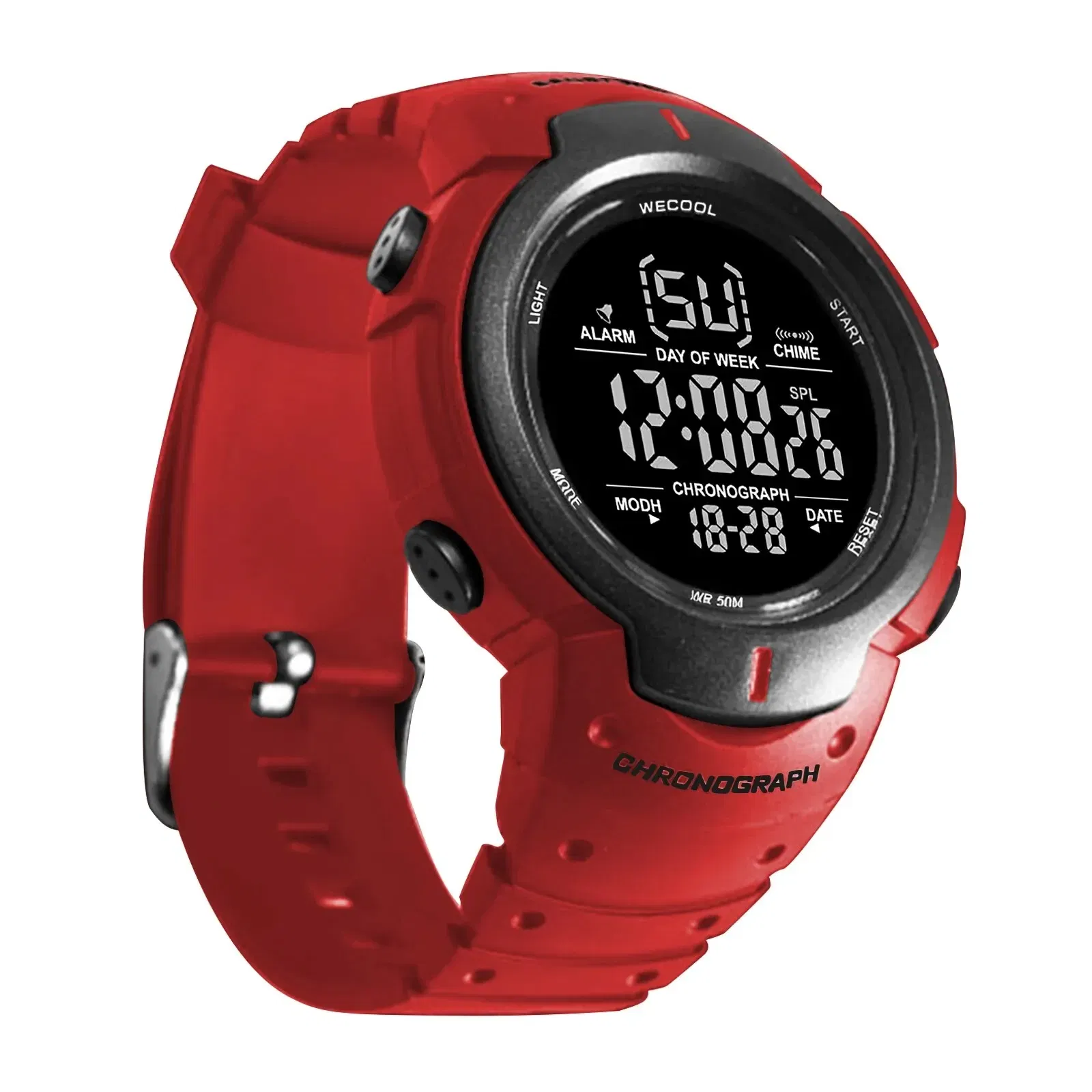 Color: khaki - WECOOL Brand Sport Digital Alarm Multifunction Wrist Watch W-606 Waterproof Watch