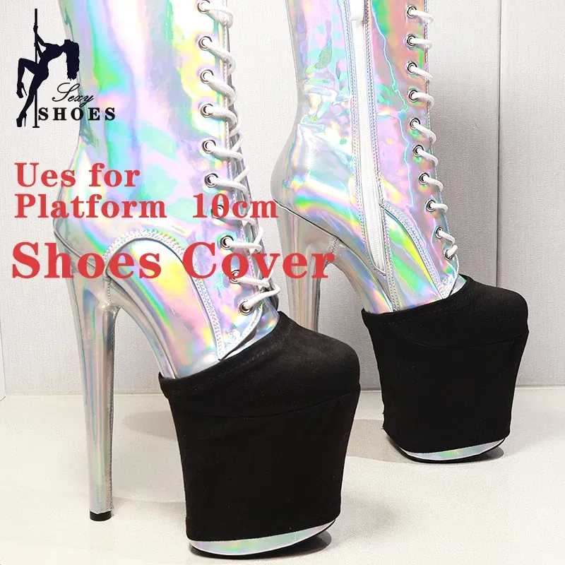 Color: WHITE, Size: XL - Suede Shoes Cover Steel Pole Dance Training Specific Protective Cover 10CM Platform Anti Slip Wear-resistant Boots Protective