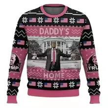 Color: Pink, Size: XXL - Home Alone Ugly Christmas Sweater Men Women Pullover Hot Sale Round Neck Long Sleeve Top Christmas Clothing 3D Funny Printed