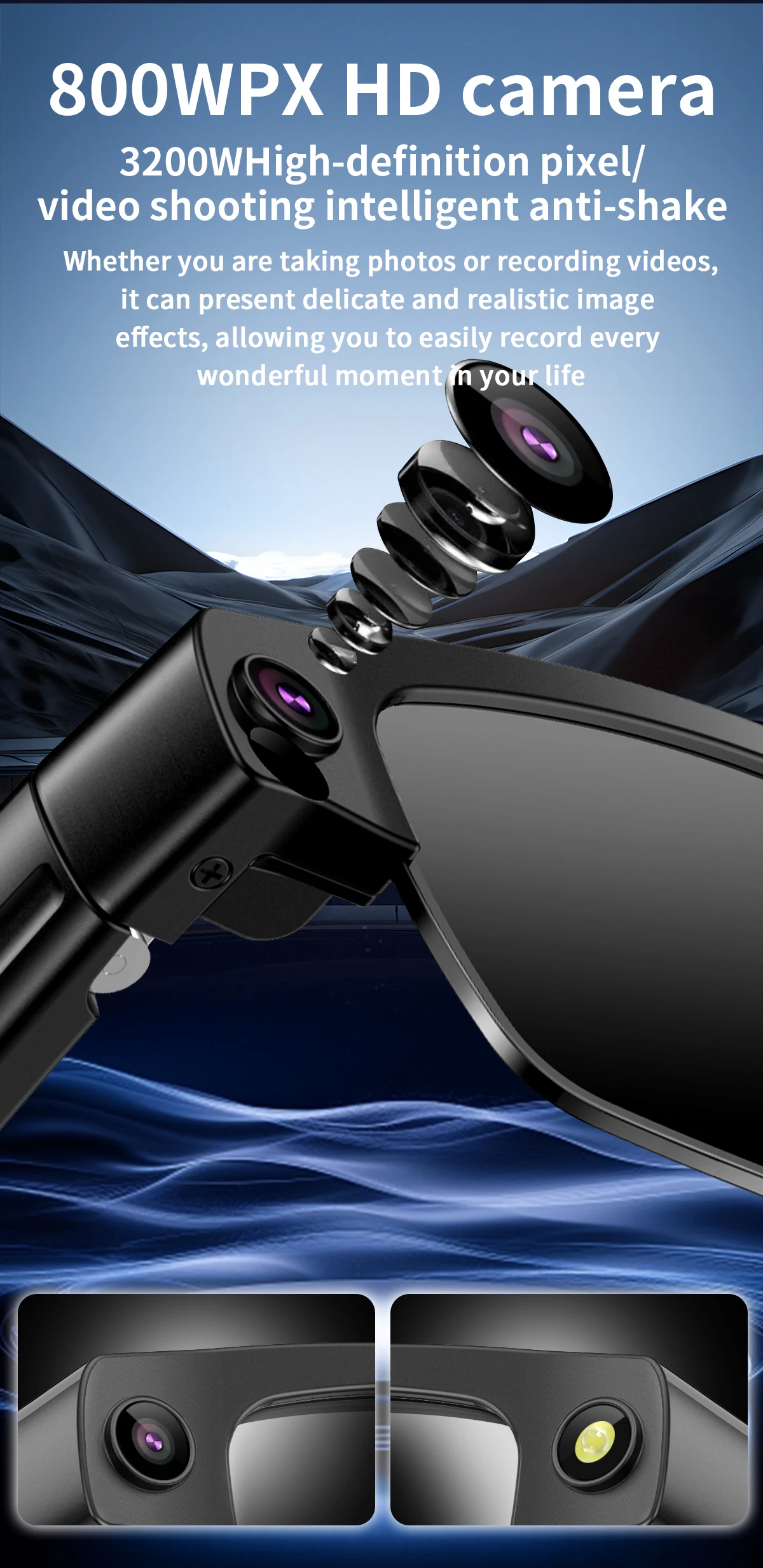 Color Name: black - Smart AI Glasses With 8MP HD Camera Chat GPT Touch Sport Sunglasses Bluetooth Call Video Music Player Object Recognition