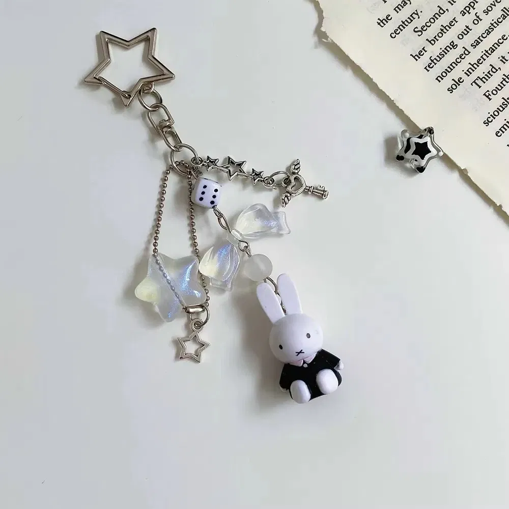 Color: Multicolor - Kawaii Miffy Key Chain Cartoon Cute Backpack Pendant Ornaments Mobile Phone Chain Christmas Gift