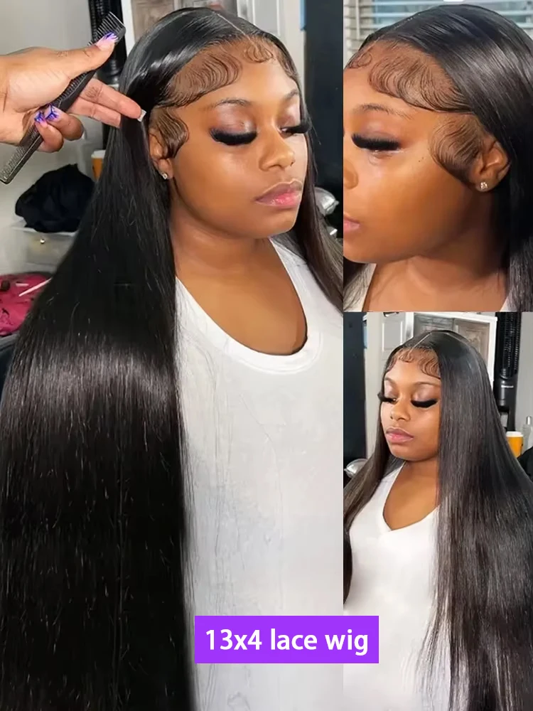 Hair Color: #1, Density: 180%, Ships From: CHINA, Stretched Length: 24inches - 5x5 Glueless Wig Wear and Go Human Hair Ready To Wear HD Lace Glueless Wigs Bone Straight Lace Front Human Hair Wig For Women