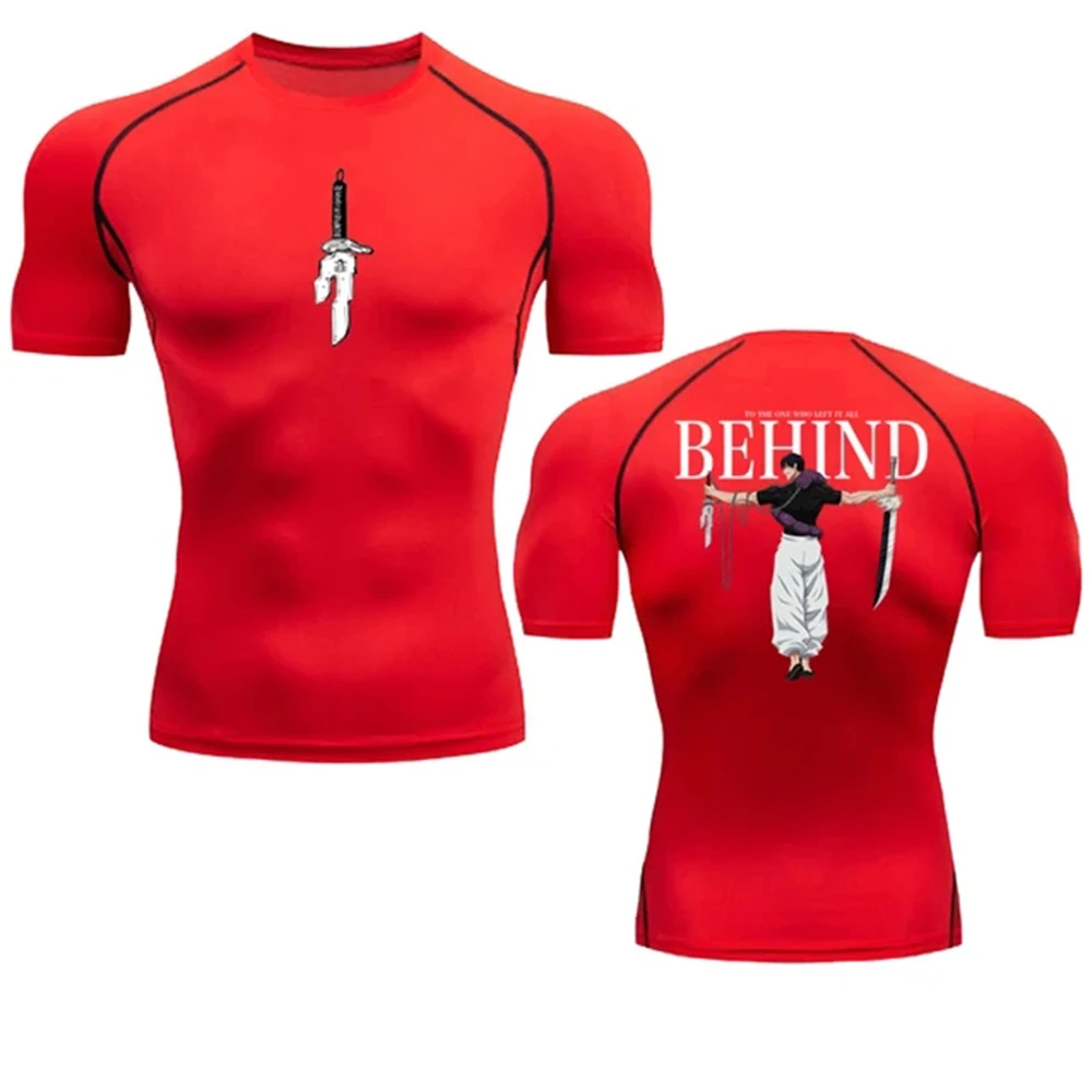 Color: black, Size: S - Anime Compression Shirt Men Print Breathable Football Fitness Tight Sportswear Althletic Quick Dry Rash Guard Gym Riding Tops