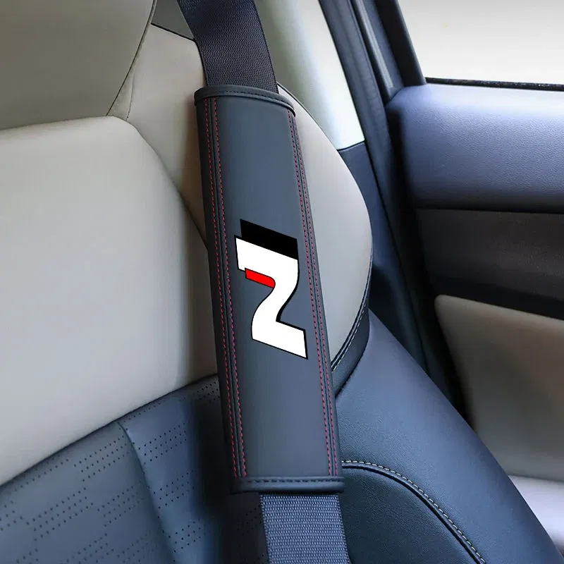 Color Name: Beige - Car Seat Belt Nappa Leather Safety Belt Shoulder Covers Interior For Hyundai N Line I30 2021 Sonata Elantra Veloster Kona Tucson