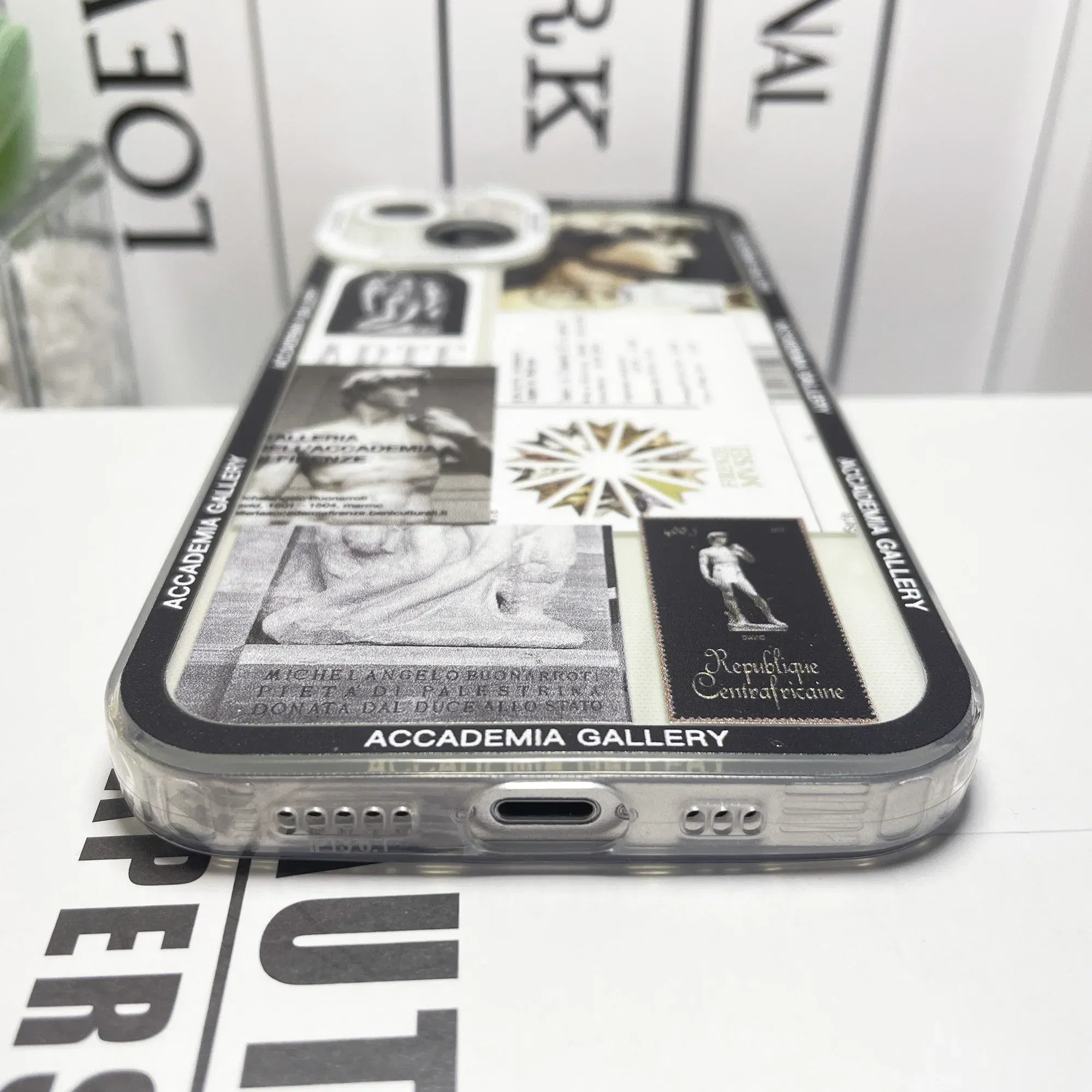 Color: black, Material: PE - Van Gogh David Museum Tickets Stickers Collage Art Phone Case For iPhone 14 13 12 11 Pro Max Mini XS X XR SE 7 8 Plus Soft Cover