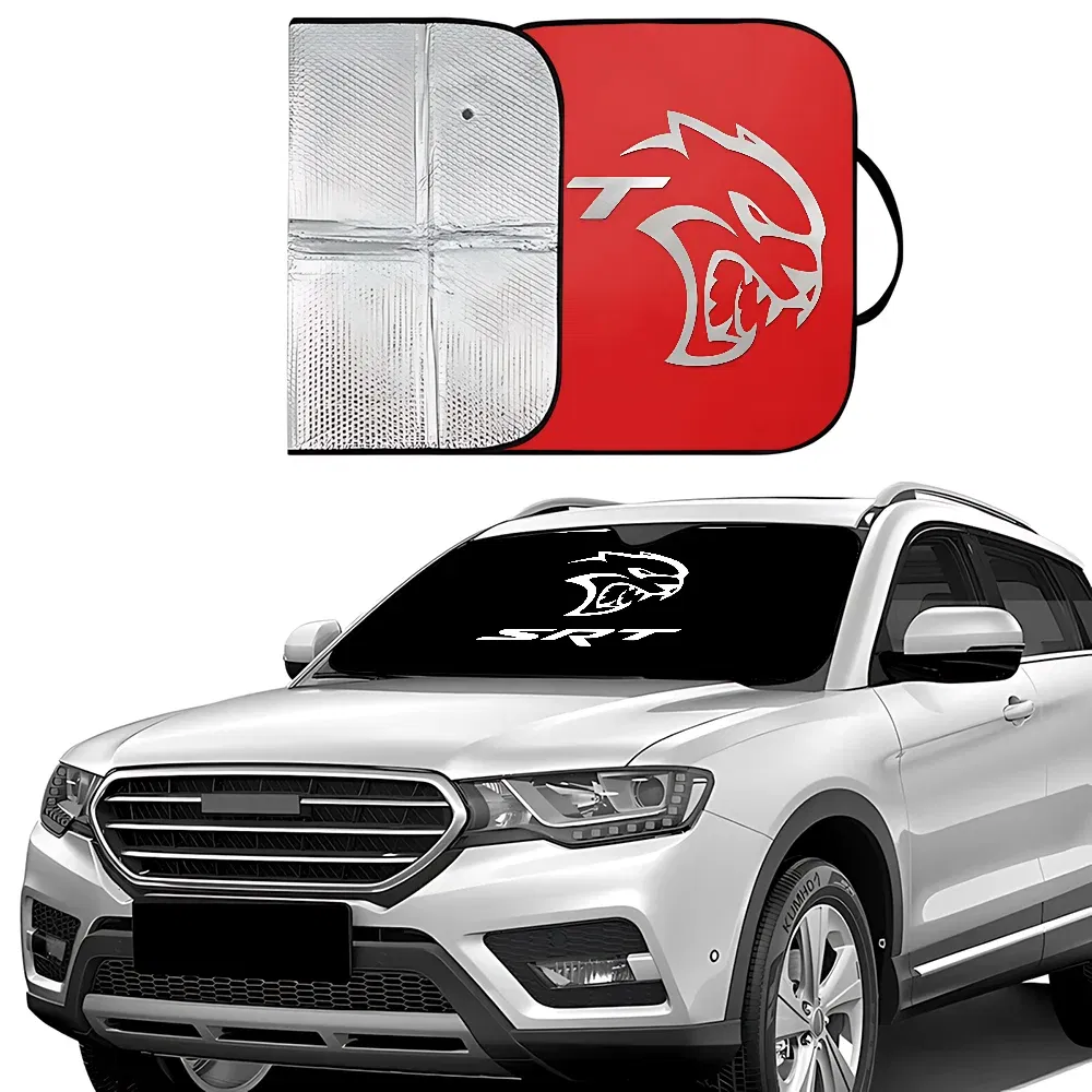 Color: Dark Grey - S-SRT D-Dodge Challenger Car Car SunShade Windscreen Front Window Visor 70x130cm Sun Visor Solar Protect Plaid Gift Novelty Car