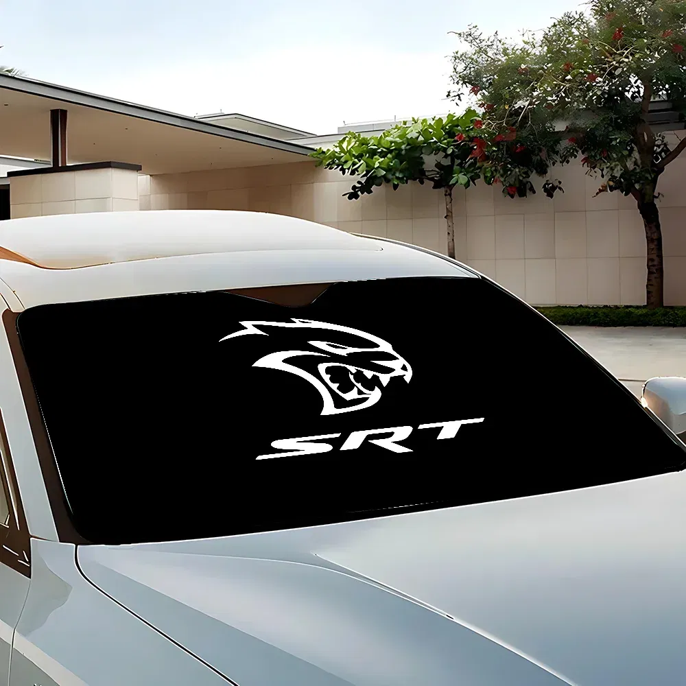 Color: Dark Grey - S-SRT D-Dodge Challenger Car Car SunShade Windscreen Front Window Visor 70x130cm Sun Visor Solar Protect Plaid Gift Novelty Car