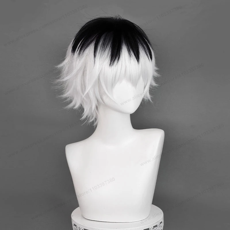 Sasaki Haise Cosplay Wig 30cm Short Silver White Black Man Hair Anime Heat Resistant Synthetic Wigs