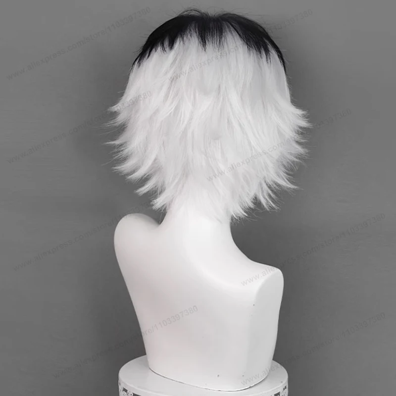 Sasaki Haise Cosplay Wig 30cm Short Silver White Black Man Hair Anime Heat Resistant Synthetic Wigs