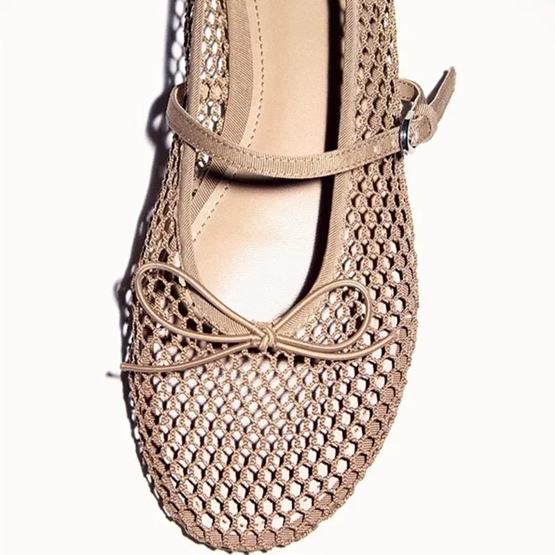 Color: black, Shoe Size: 36, Ships From: CHINA - Mesh Summer Ballet Flats Shoes Women Buckle Strap Breathable 2025 New Flats Shoes Ladies Black Mary Janes Footwear Loafers