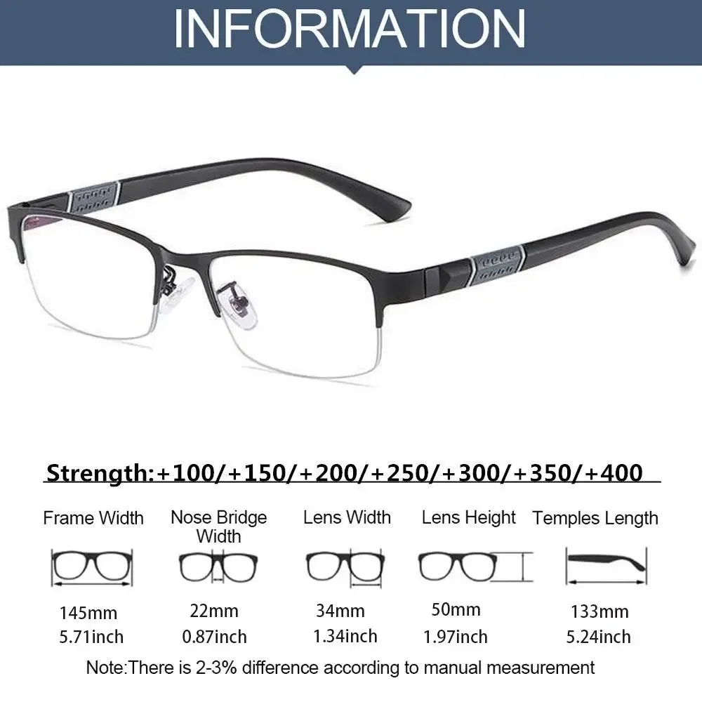 Frame Color: Pinkish Grey, Eye Prescription: +100 - Metal Anti-blue Light Reading Glasses Farsighted Eyeglasses Men Business Eyewear Diopter 0 +1.0 +1.5 +2.0 +2.5 +3.0 +3.5 +4.0