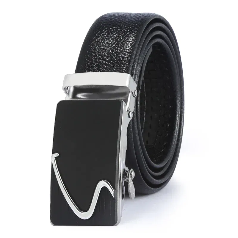 Color: Light Grey, Belt Length: 120cm - Man PU Leather Belt High Quality Men Business Belt Golden Automatic Buckle Waist Buckle Rhinestone Decoration Males Luxury Belt