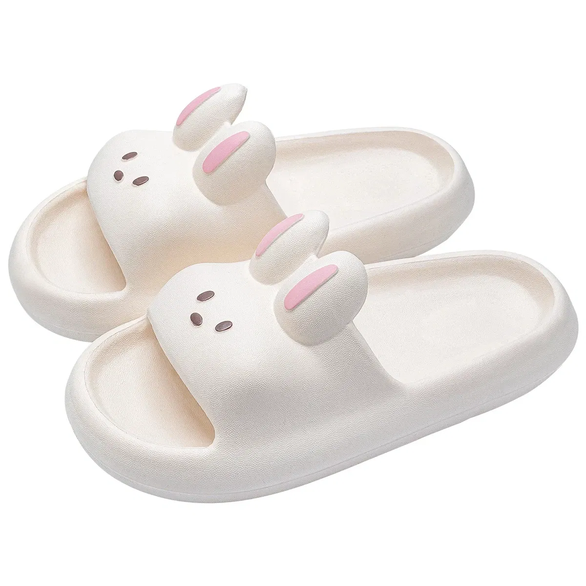 Color: WHITE, Shoe Size: 36 - Pillow Rabbit Slippers for Women and Men | House Slides Shower Sandals | Extremely Comfy | Cushioned Thick Sole