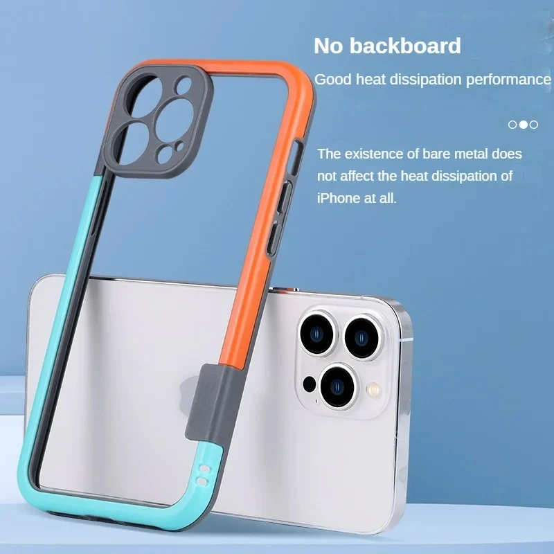 Color: SKY BLUE, Ships From: CHINA, Material: aluminum - Better Heat Dissipation Dual Color Bumper Border Soft Phone Case For iPhone 17 16 15 14 13 12 11 Pro Max 7 8 Plus XS XR