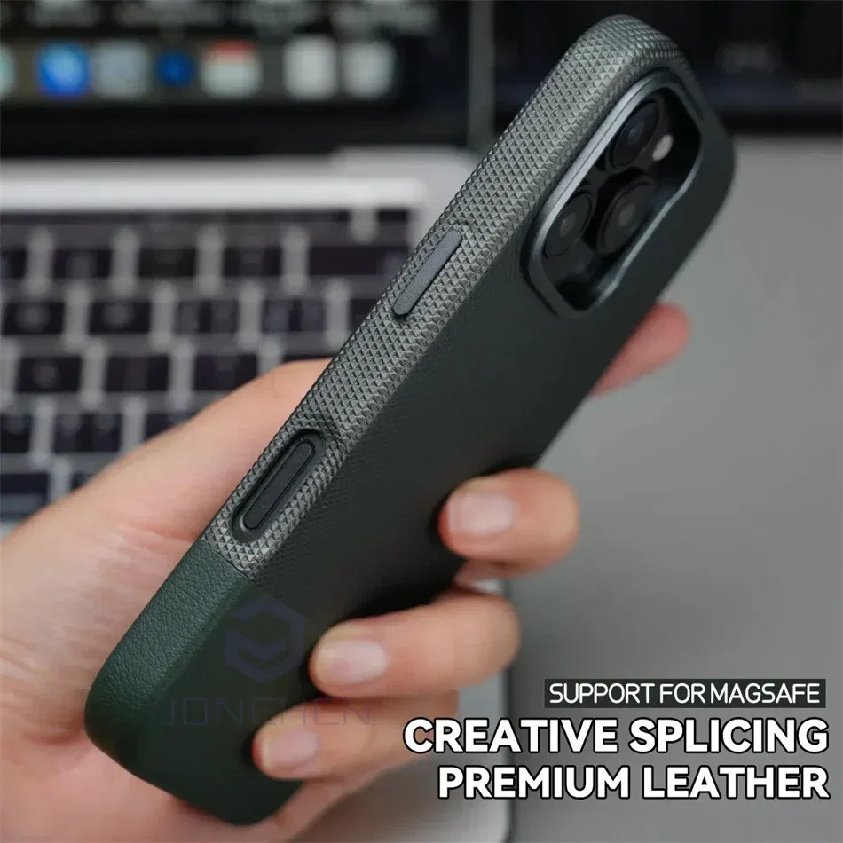 Color: black, Material: PC - Luxury Hit Color Wireless Charge For MagSafe Premium Leather Case For iPhone 16 Plus 15 14 13 Pro Max Alloy Len Shockproof Cover