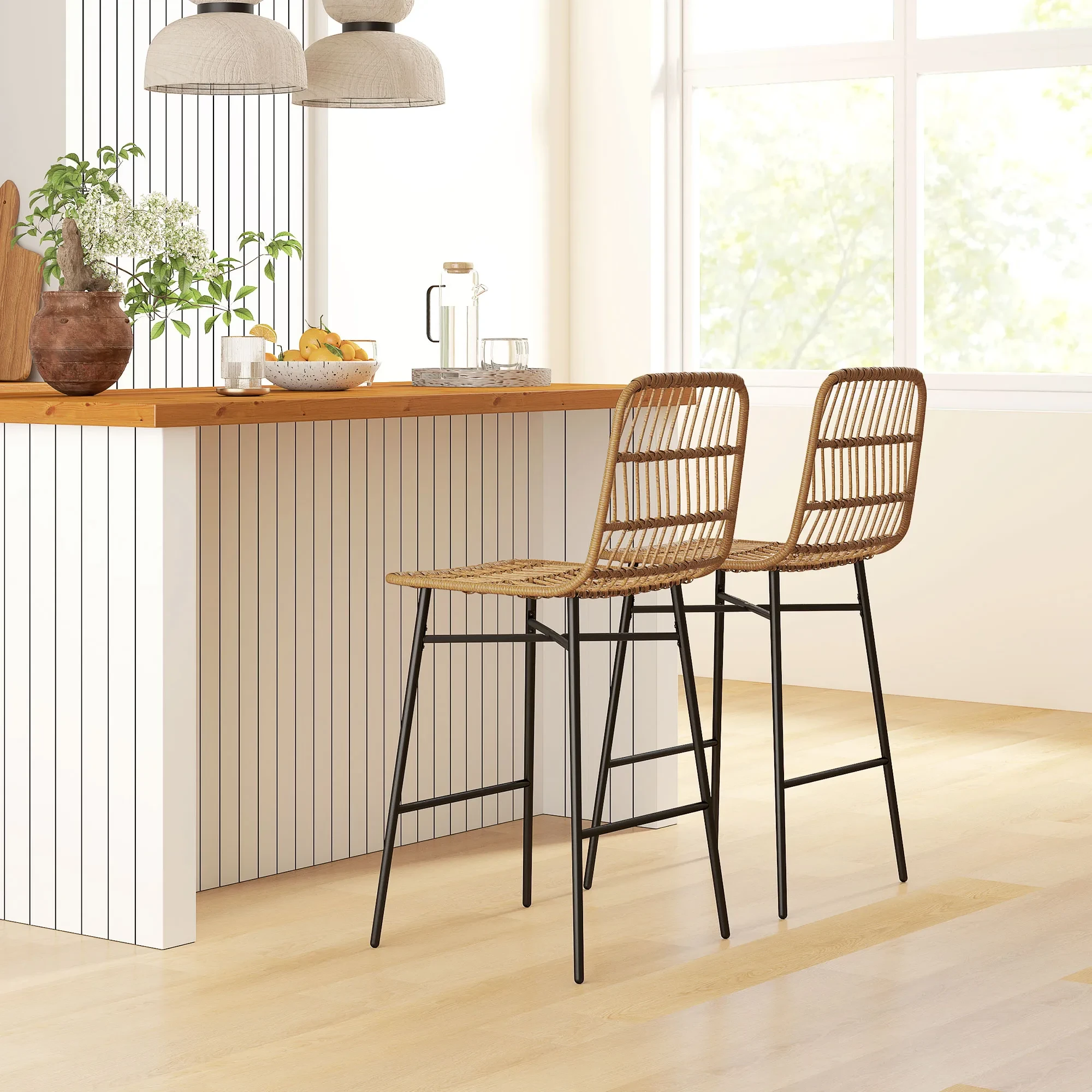 Rattan Kitchen Bar Stools