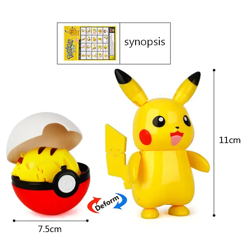 Color: Clear - High Quality Pokemon Ball Deformation Toy Pikachu Mewtwo Gyarados Pocket Monster Pokeball Pokemon Action Figure Children Toy Gif