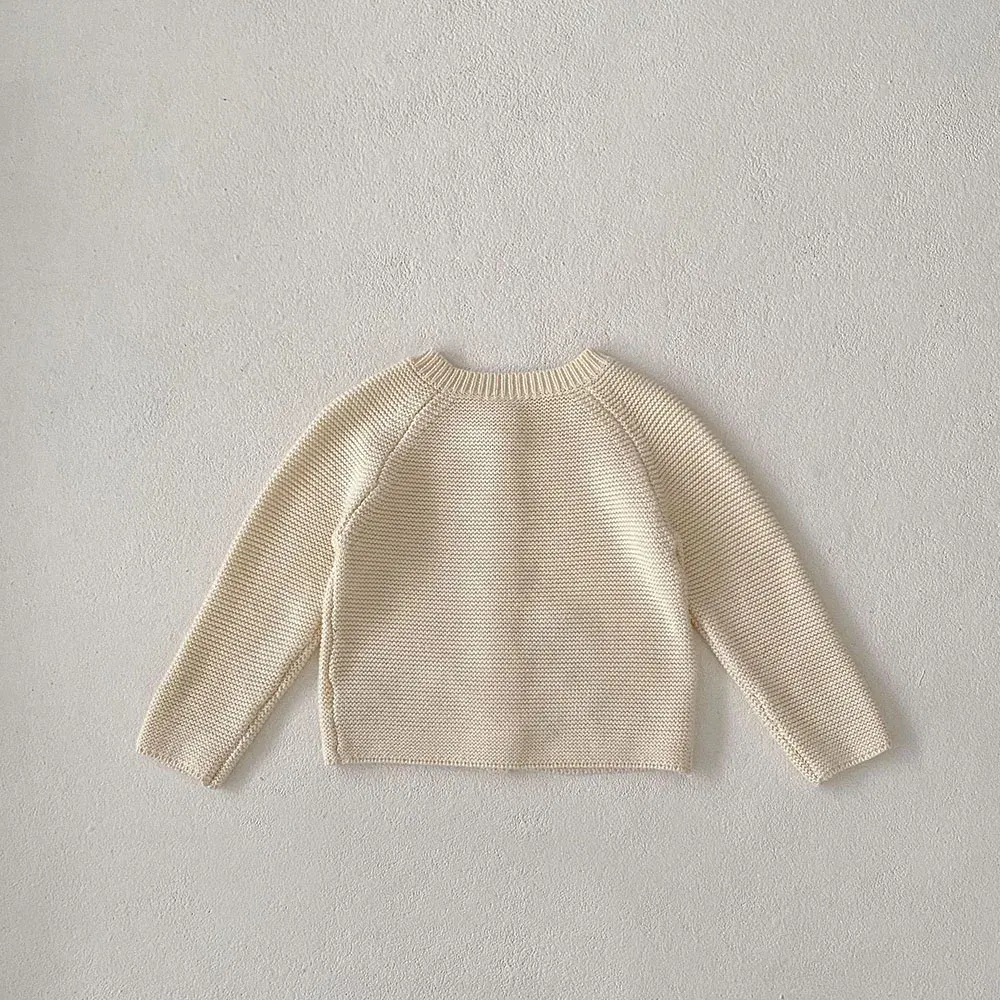 Color: Beige, Kid Size: 12M - 0-3 Y Autumn Baby Girls Clothes Animal Embroidery Sweaters Beige Knitwear O Neck Cardigans