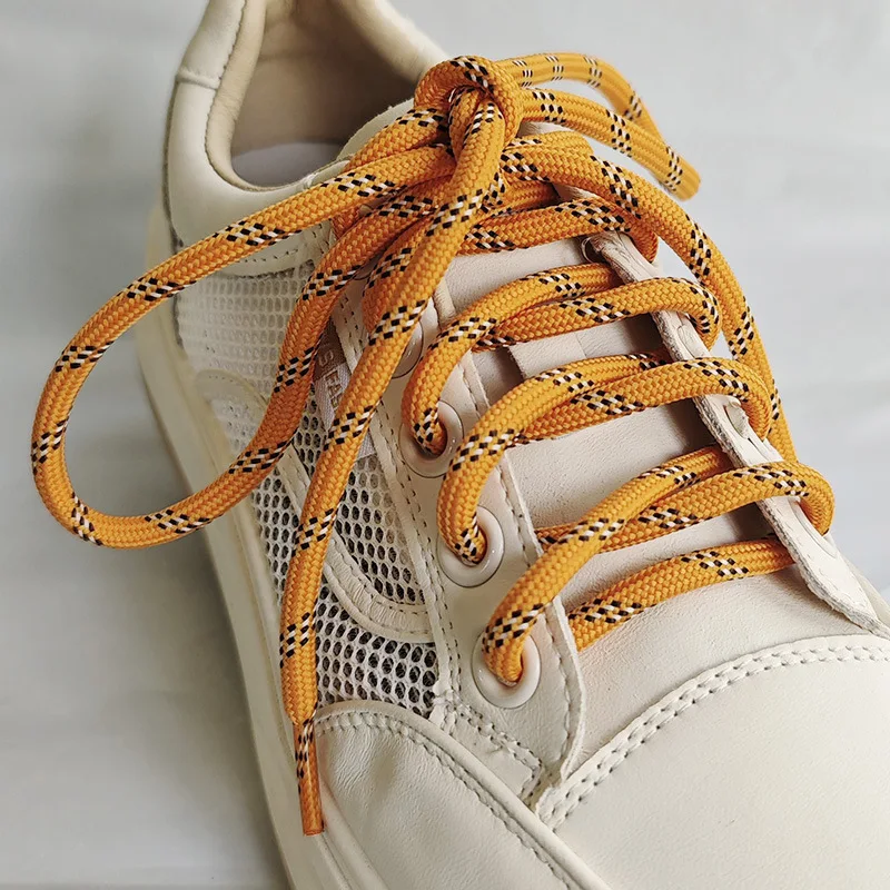 Color: GRAY, Length: 140cm - Colorful Diagonal Dots Round Rope Shoelaces Coarse Weave Polyester Shoes Laces For Women Men Sports Casual Sneaker DE Tran Shoes
