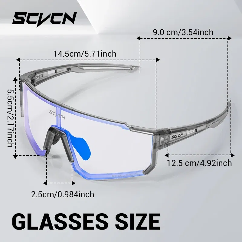 Color Name: Blue - SCVCN Color Photochromic Cycling Glasses Outdoo Fashion Sports Sunglasses Men MTB Cycling Sunglasses Women Road Bike Glasses