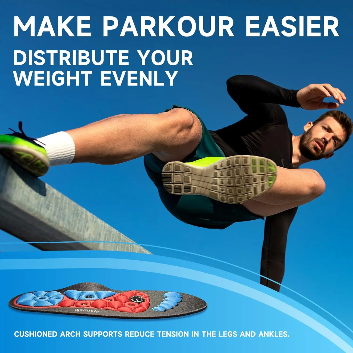 Color: black, Shoe Size: 0 - Unisex Magnetic Therapy Foot Insoles Orthopedic Shoe Soles Weight Loss Slimming Massage Acupoints Arch Anti-fatigue Shoes Pads