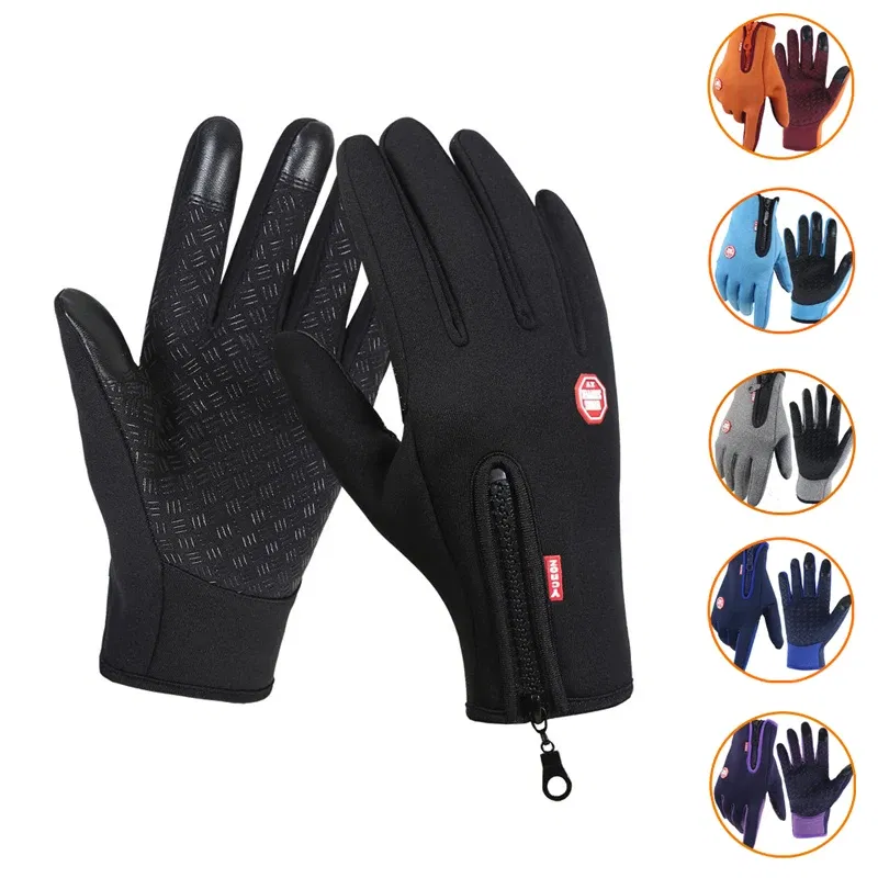 Color: GRAY, Gloves Size: L - Hot Winter Gloves For Men Women Touchscreen Warm Outdoor Cycling Driving Motorcycle Cold Gloves Windproof Non-Slip Womens Gloves