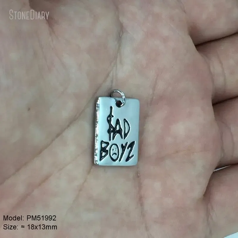 Metal color: Blue white zinc plated - 10Pcs Letter Sadboyz or Sadgirls Black Enamel  Copper Gold Color Pendant Charms for Jewelry Making