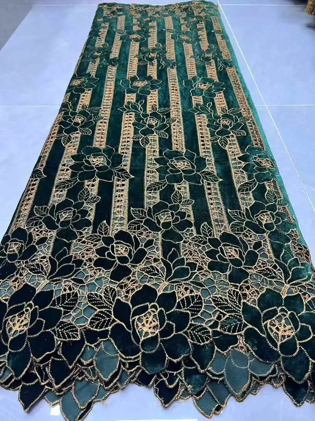 Color: Red, Width: 120cm, Length: 5 yards - African Velvet Mesh Lace Fabric Wholesale High Quality Nigerian French Lace Embroidery for Sewing Party Dresses 2026