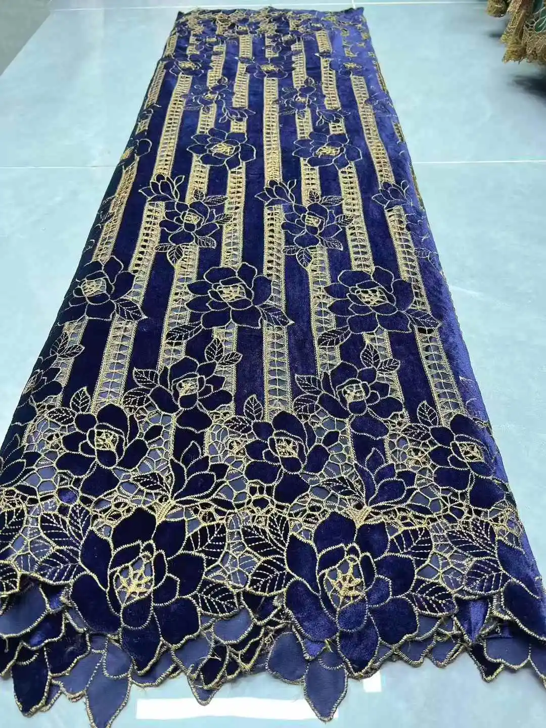 Color: Red, Width: 120cm, Length: 5 yards - African Velvet Mesh Lace Fabric Wholesale High Quality Nigerian French Lace Embroidery for Sewing Party Dresses 2026