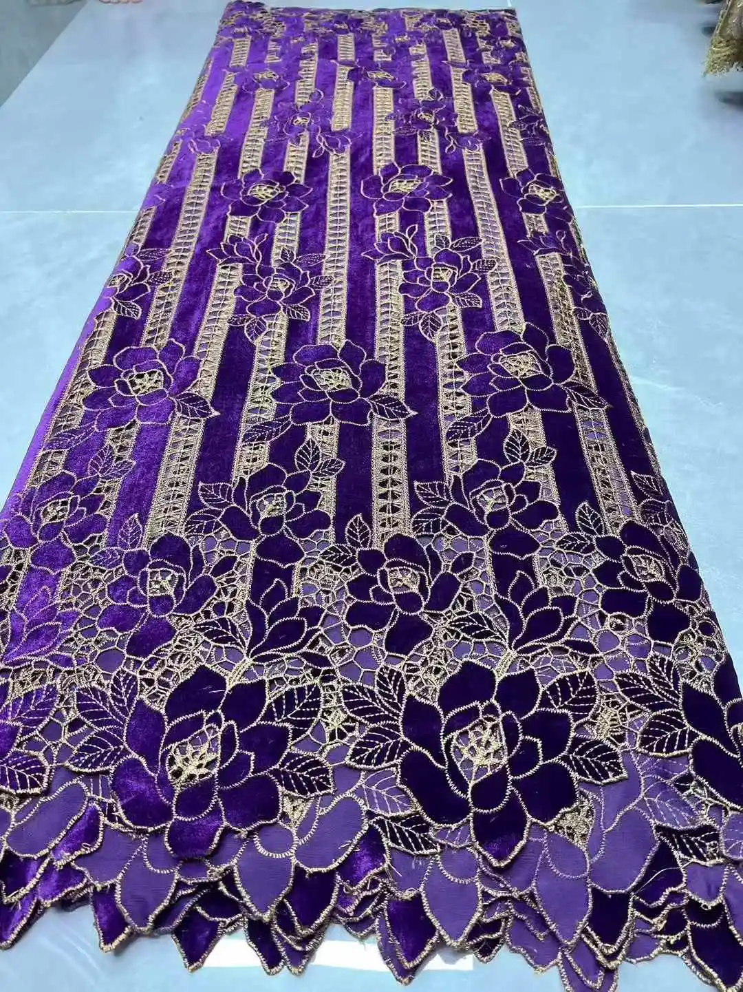 Color: Red, Width: 120cm, Length: 5 yards - African Velvet Mesh Lace Fabric Wholesale High Quality Nigerian French Lace Embroidery for Sewing Party Dresses 2026