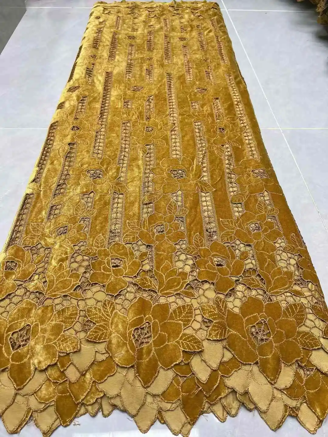 Color: Red, Width: 120cm, Length: 5 yards - African Velvet Mesh Lace Fabric Wholesale High Quality Nigerian French Lace Embroidery for Sewing Party Dresses 2026