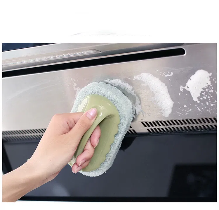 Color: Black - Sponge Brush Glass Wall Cleaning Tools Kitchen Cleaning Bathroom Toilet Gadget Handle Ceramic Window Slot Clean Brush