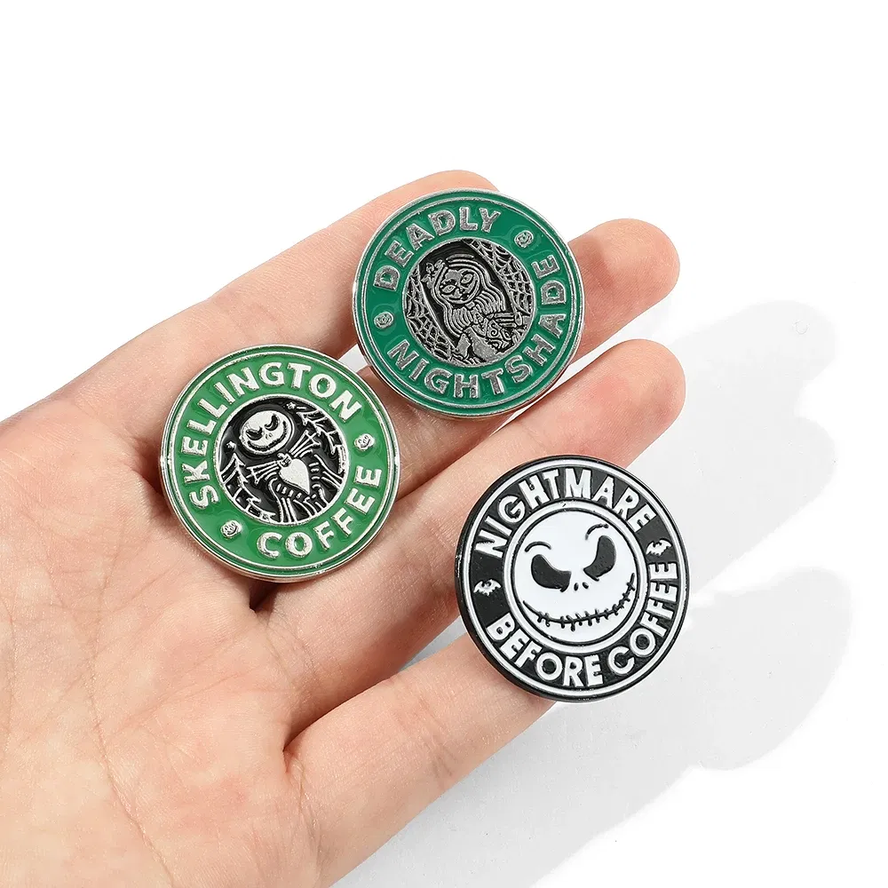 Metal color: Imitation Rhodium Plated, Ships From: CHINA - Disney The Nightmare Before Christmas Enamel Pin Cartoon Figure Sally Jack Skellington Metal Badge Brooch Kawaii Accessories