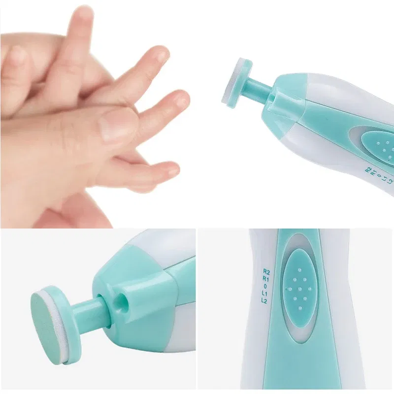 Color: Blue - Baby Electric Nail Trimmer Kid Nail Polisher Tool Baby Care Multifunctional Fingernail Cutter Trimmer Infant Manicure Set