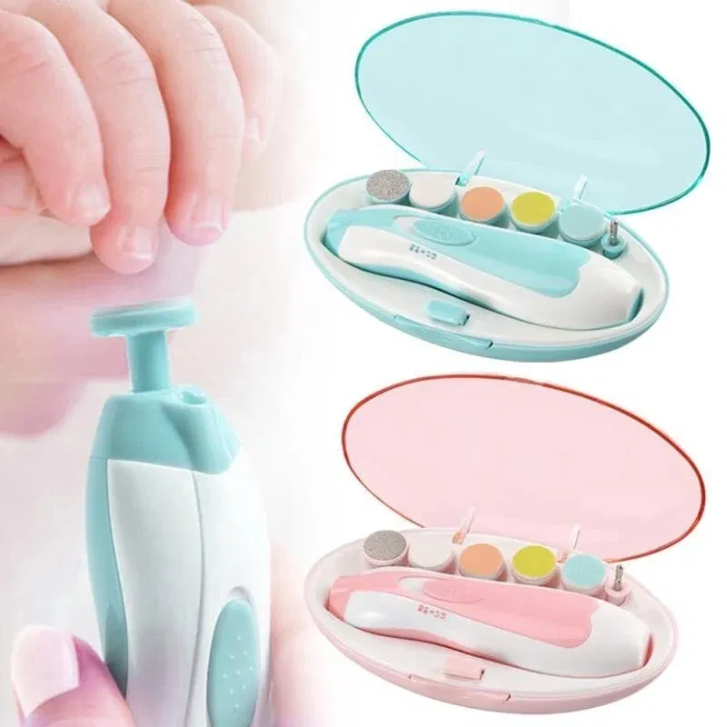Color: Blue - Baby Electric Nail Trimmer Kid Nail Polisher Tool Baby Care Multifunctional Fingernail Cutter Trimmer Infant Manicure Set