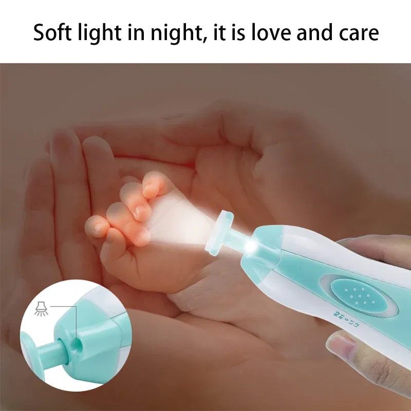 Color: Blue - Baby Electric Nail Trimmer Kid Nail Polisher Tool Baby Care Multifunctional Fingernail Cutter Trimmer Infant Manicure Set
