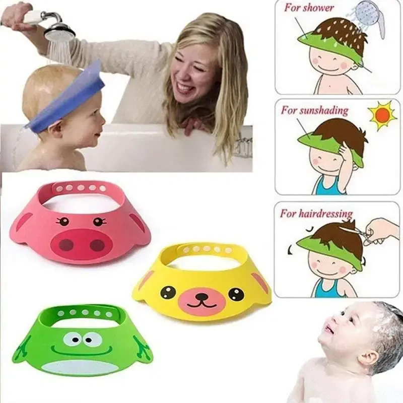 Color: Yellow, Ships From: CHINA - Baby Shower Soft Cap Adjustable Hair Wash Hat For Kids Ear Protection Safe Children Shampoo Bathing Shower Protect Head Cover