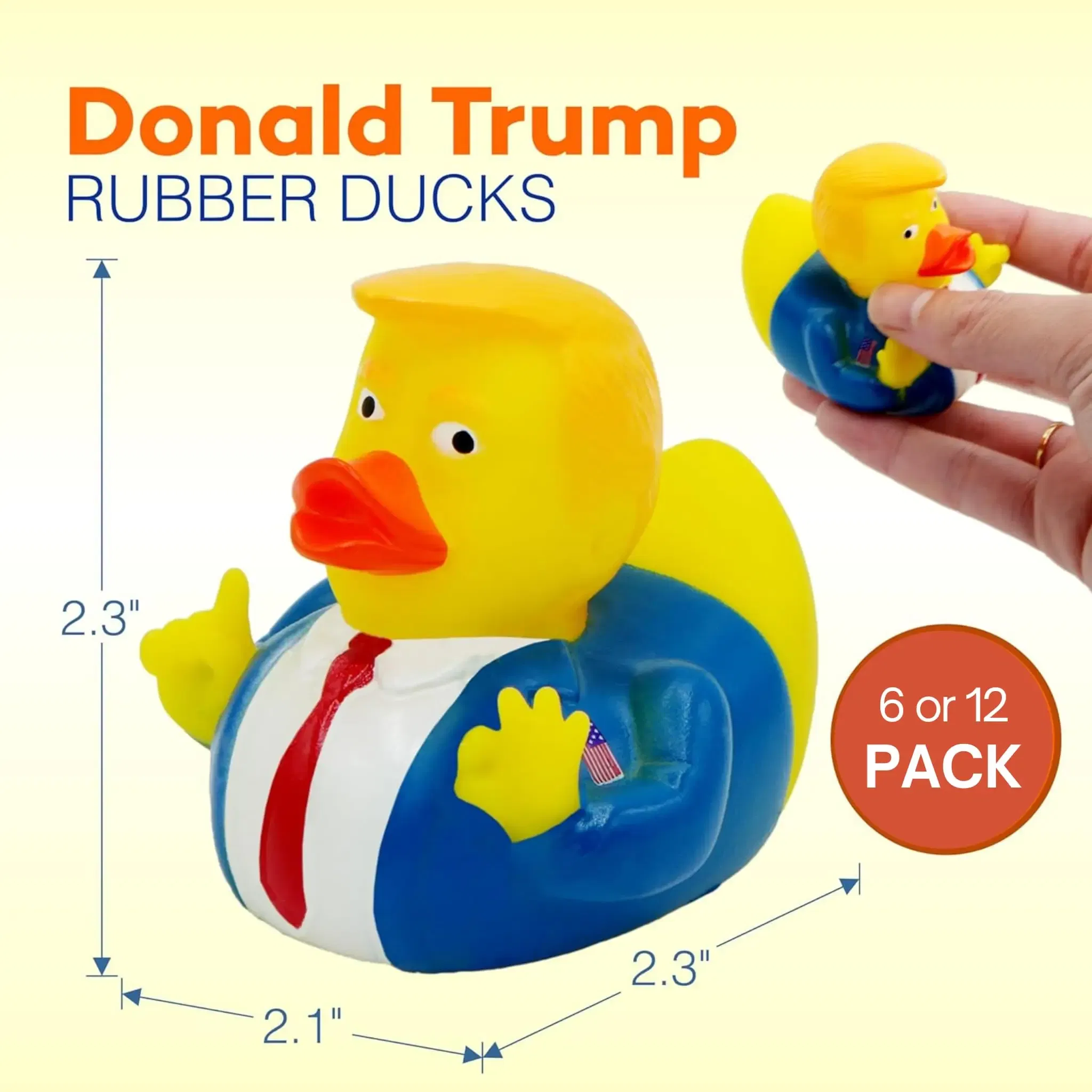 Color: WHITE - Donald Trump Rubber Ducks Bulk - 6 Pack Small 2.3 Inch,Trump Rubber Duckies Great for Jeep Ducking,Trump 2024 Gift,Bath Tub Toys